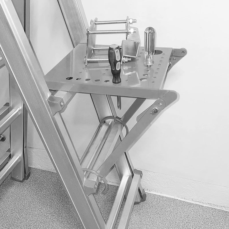 MY RUSTIC Ladder Work Platform, Ladder Platform Accessory System,Anti-Slip Extension Ladder Tool, Heavy Duty Ladder Work Stand System Accessories Holds 400 Pound (Orange) (Silver Gray) - Image 2